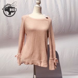 Loft light pink boat neck knit sweater NWT size M